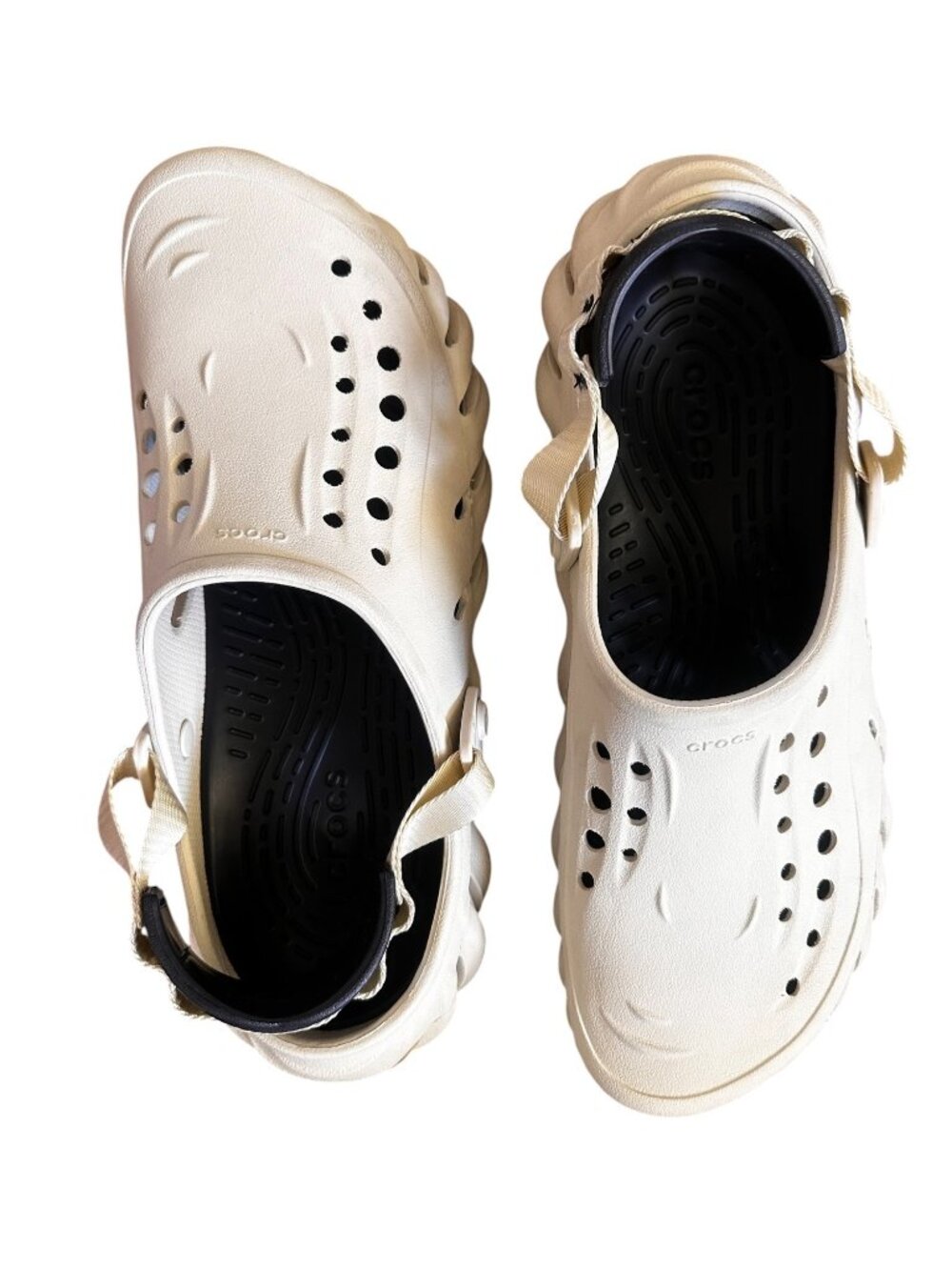 CROCS Platform Echo Clog Mens 13 Beige Comfort Slip On Workwear Casual Slippers - Picture 11 of 15